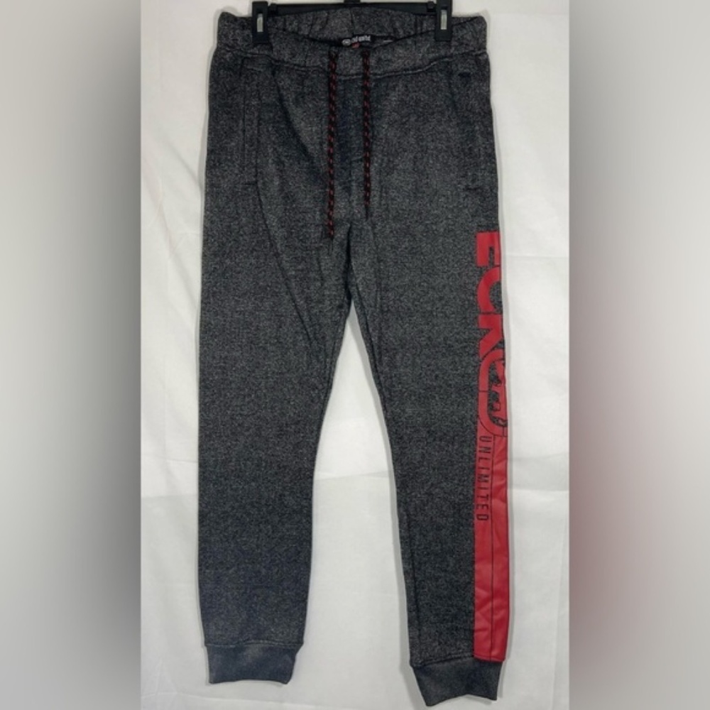 Ecko Unltd Mens Fleece Sweat Pants Large Logo Graphic, Gray Heather XL